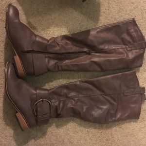 Bamboo faux leather boots